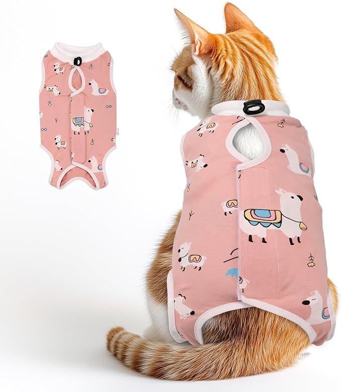 Cat Recovery Suit for Spay Abdominal Wounds Female, Cat Onesie for Cats After Surgery, Pet Surgery Recovery Suit Kitten Onesie for Cats Anti Licking (Alpaca Pattern(1PCS), Medium)