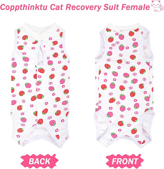 Coppthinktu Cat Recovery Suit Female Cats Onesie for Cats, Breathable Cat Surgery Suit for Surgical Abdominal Wounds Skin Diseases, Cute Kitten Spay Recovery Suit E-Collar Alternative Anti Licking