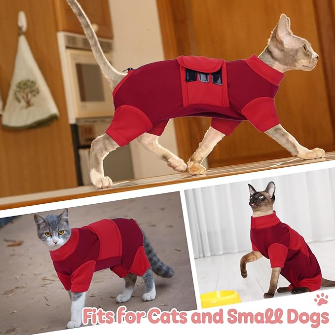 Cat Anxiety Jacket, Adjustable Cat Anxiety Suit with Zipper, Cats Anxiety Vest for Fireworks, Thunderstorm, Travel, Separation, Anxiety Calming Vest Wrap for Cats