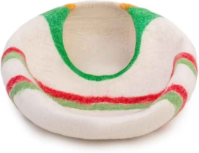 Woolygon Premium Felt Cat Cave Bed β Wool Kitty Beds Handcrafted Kitten Caves Bed for Indoor Cats - Made from Merino Wool, Foldable Cat Hideaway Covered Cat House Pod (Candy Swirl)