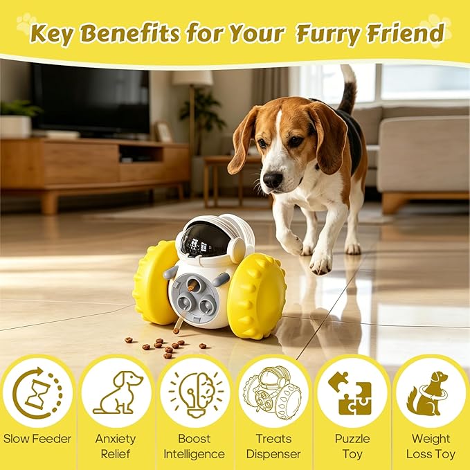 Cat Wobble Treat Dispenser Puzzle Toys Interactive Slow Feeder Snack Enrichment Fun Sliding Rolling Exercise & Distribution Toy for Indoor Cats, Small and Medium Dogs