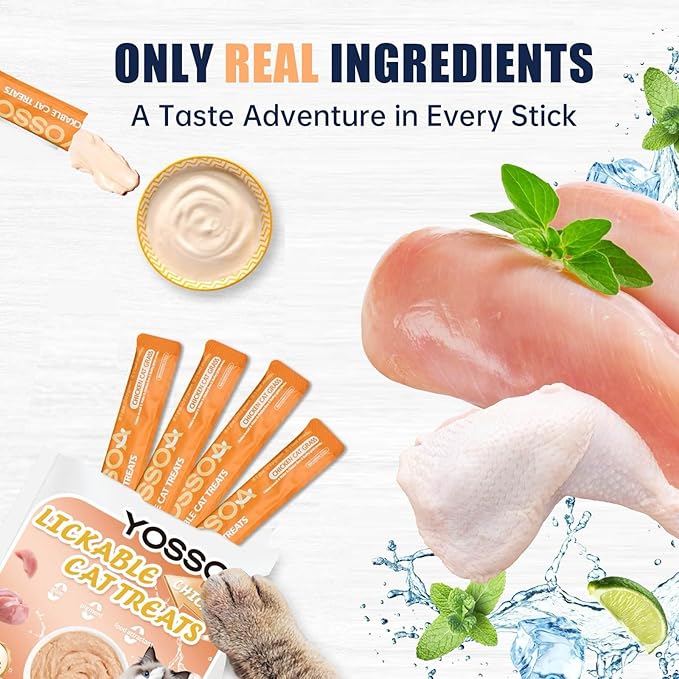 36tubes Lickable Cat Treats - Chicken Cat Puree Treats with Fish Oil, Vitamin E & Taurine - Grain Free Wet Squeeze Treats for Kittens & Senior Cats, Healthy Hydration Snack (Chicken Flavors)