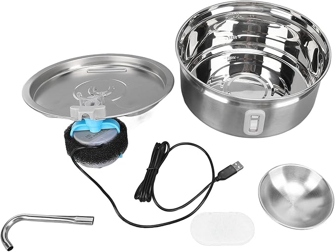3.2L Dog Water Dispenser, Stainless Steel Cat Water Fountain Pet Drinking Dispenser Quiet Dog Drinking Waterer with Automatic Circulation Cat Feeding Watering Machine for Cats Dogs