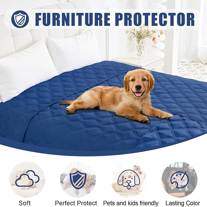 Smiry Waterproof Dog Bed Cover Blanket 40x80, Soft Reversible Pet Blanket, Washable Leakproof Cats Dogs Couch Cover for Sofa, Couch, Furniture, Navy/Navy