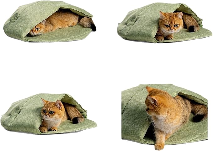 Indoor Cats Cave Bed with Leaves Shape Design Fabric Rest Bed Sleep Bag for Kittens and Winter Autumn Essential Furniture