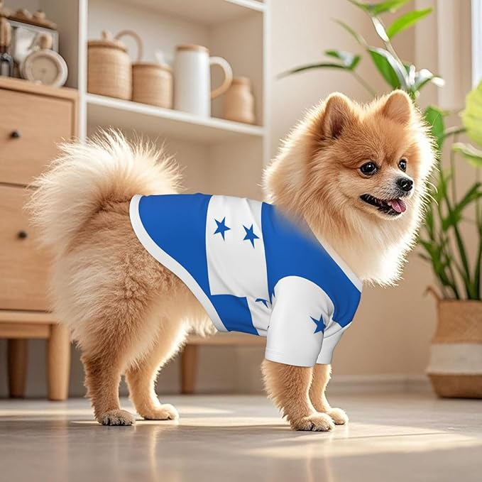 Honduran Flag Dog Shirt Pet Cotton T-Shirt Soft Breathable Dog Clothes Stretchy Puppy Outfit Doggy Tank Top Funny Outdoor Apparel Daily Wear for Small Medium Dogs Cats White Medium