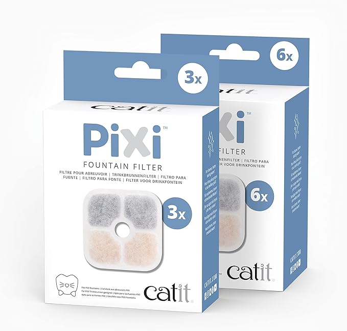 Catit PIXI Cat Drinking Fountain Original Filter, Official Replacement Triple Action Water Filter, 6-Pack, White