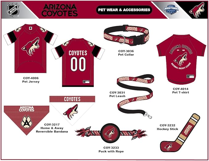 Pets First NHL Arizona Coyotes Jersey for Dogs & Cats, Large. - Let Your Pet Be A Real NHL Fan!