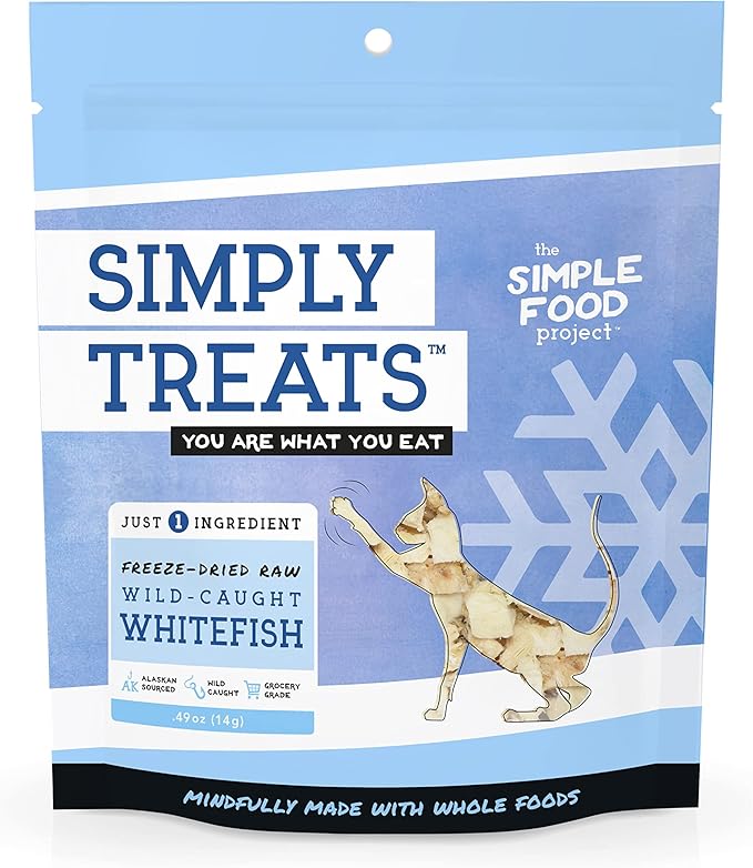 Simple Food Project The Freeze Dried Raw Cat Treats Grain Free, All Natural, with Just 1 Ingredient - Whitefish