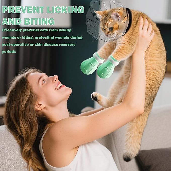 Cat Head Cover,Cat Bubble Muzzle,Cat Helmet for Grooming,Adjustable Hood,Anti-Bite Helmet,with 4 Silicone Paw Shoes,for Pet Bathing Shaving Nail Trimming