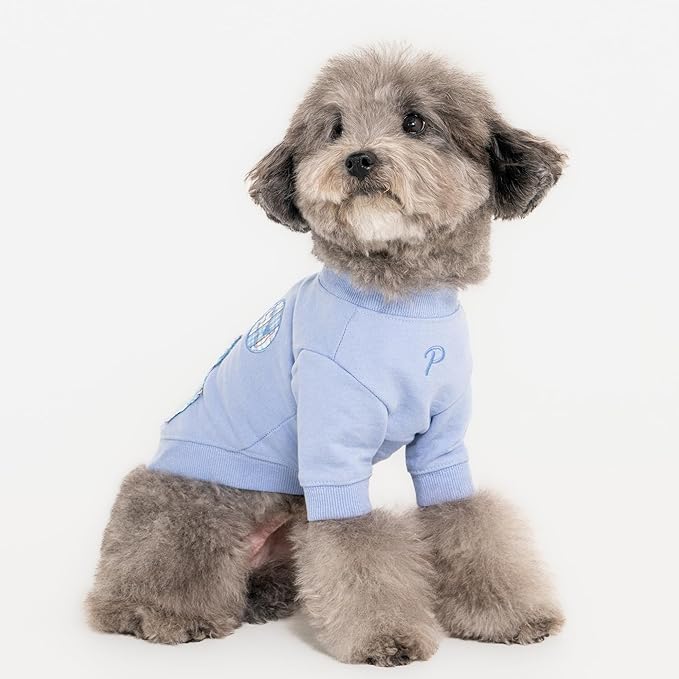 Puppia Zaid Dog Shirt Round NeckTrendy Fashionable Cute Dog Apparel for Small and Medium Dogs, Blue, Large
