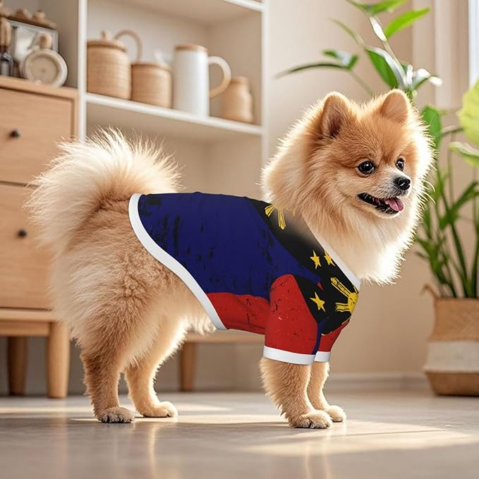 Filipino Vintage Philippines Flag Dog Shirt Pet Cotton T-Shirt Soft Breathable Dog Clothes Stretchy Puppy Outfit Doggy Tank Top Funny Outdoor Apparel for Small Medium Dogs Cats Pink Large