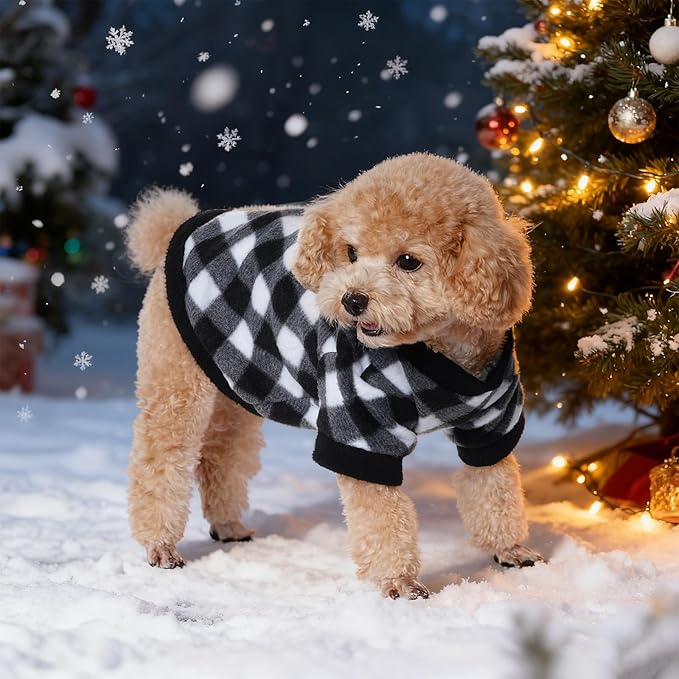 Rbenxia 4 Pcs Dog Fleece Sweaters Puppy, Warm Soft Fleece Sweater Doggie Sweatshirt Dog Pajamas Puppy Clothes for Winter, Small Dogs Cat Pets Outfits (Medium)