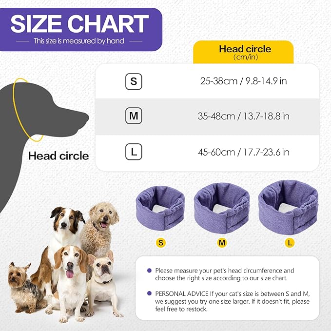 Cat Ear Wrap,Cat Snood Anxiety Relief – Noise Canceling for Fireworks, Thunderstorms Purple S