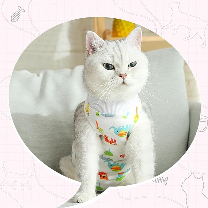 2 PCS Cat Recovery Suit for Spay Abdominal Wounds Cat Onesie for Cats After Surgery Recovery Suit Female Breathable E-Collar Alternative Kitten Onesie Anti Licking Small