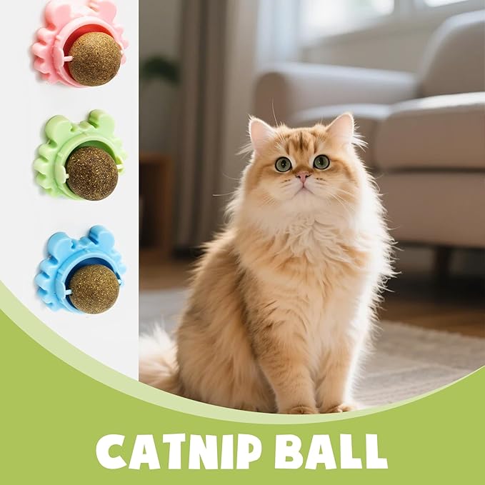 4 Pack Catnip Ball Toy 360° Cat Nips for Cats Wall Organic Nips Catnip Ball Toy 360° Cat Nips for Cats Organic