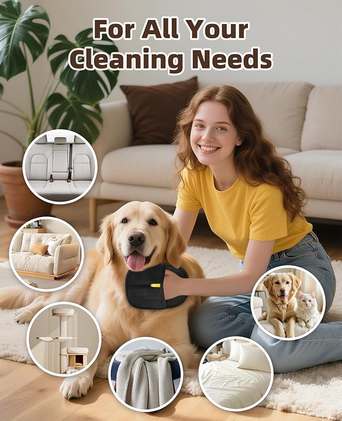 Dogs and Cats Hair Removal Gloves Tools,Pet Hair Grooming Brush Reusable with Electrostatic Tech, for Carpet, Couch, Furniture 3PCs/Pack