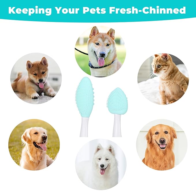 LLOUSSAK 4Pcs Cat Acne Chin Treatment, Black Seed Brush Soft Silicone Cat Grooming Scraper Brush, Double-sided Silicone Cleaning Brushes Cats Chin Acne & Blackhead Exfoliation