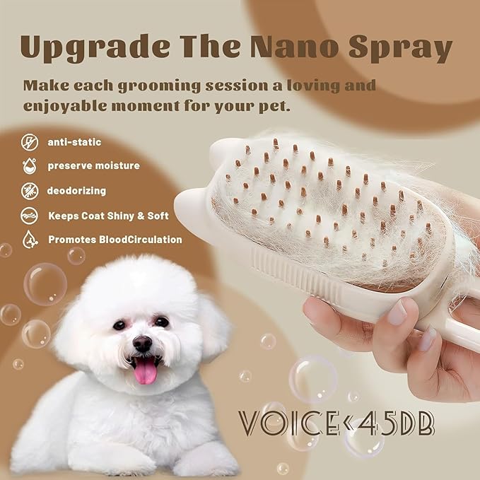 Cat Brush Cat Steam Brush Rechargeable Steamy Pet Grooming For Shedding, Water Spray Massage Brushs, Dog Hair Removal Self Cleaning Brushs Steamer Wet Spa Comb (Pink)