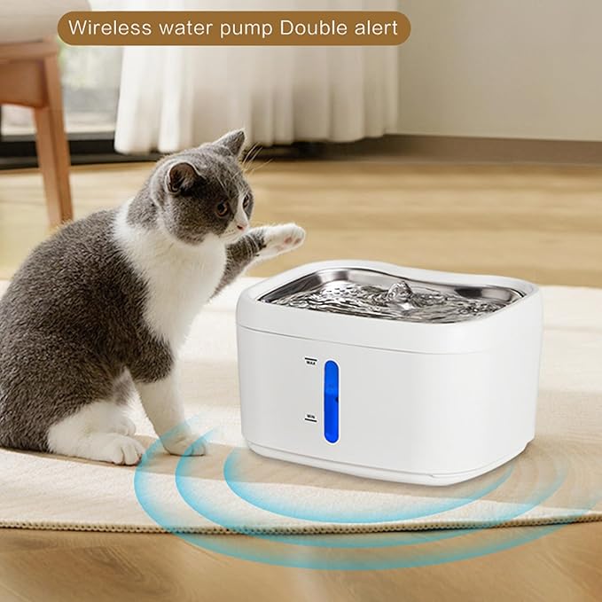 Cat Water Dispenser,2.5L Stainless Steel Smart Automatic Sensing Circulating Pet Drinking Dispenser Pet Water Fountain Inside Cat Dog Drinking Fountain for Home