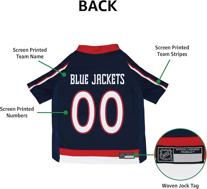 Pets First NHL Columbus Blue Jackets Jersey for Dogs & Cats, X-Small. - Let Your Pet be a Real NHL Fan!