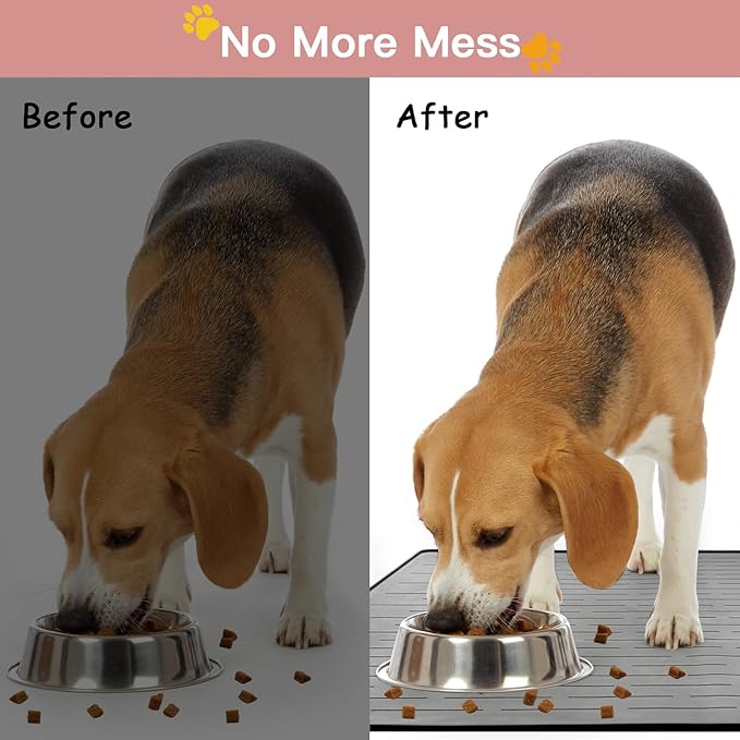 32"x24" Large Dog Food Mat, Silicone Dog and Cat Mats for Food and Water Bowls, Waterproof Pet Feeding Mat for Contain Spills Protects Floors, Multiple Colors & Sizes for Pets, Dark Blue