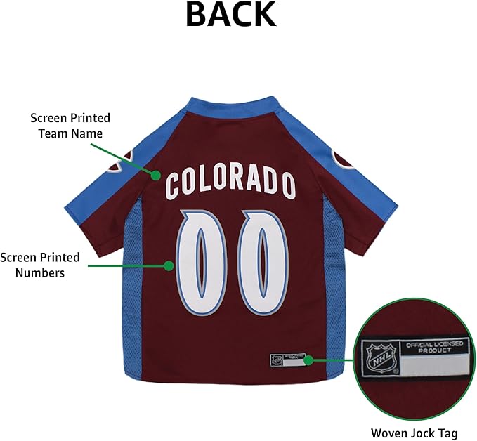 NHL Colorado Avalanche Jersey for Dogs & Cats, X-Large. - Let Your Pet Be A Real NHL Fan!