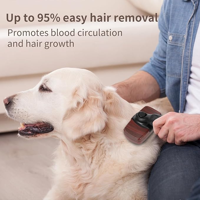 Self-Cleaning Pet Brush for Dogs & Cats - One-Button Hair Removal, Anti-Tangle Grooming Tool for Long & Short Fur