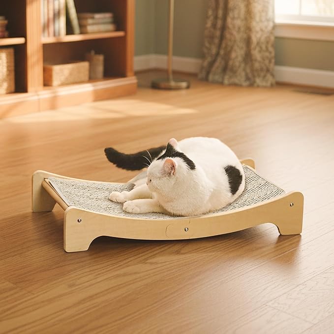 PETKARAY Sisal Cat Scratching Board, Curved Sisal Cat Scratcher, Large Indoor Kitty Scratch Pad, Heavy Duty Arc Lounge Bed for Kitten