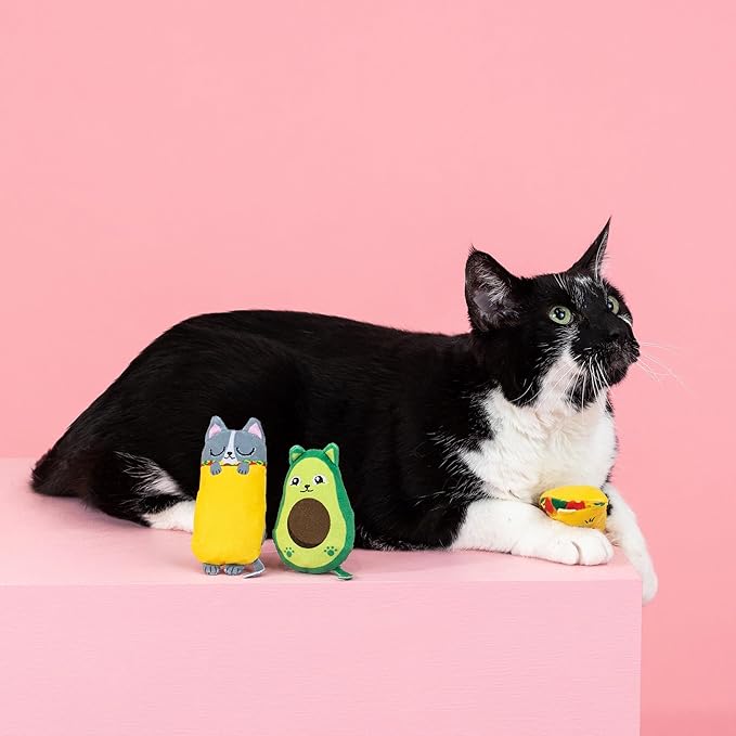 Fringe Studio Plush Cat Toy Set, Kitty Cravings, Mini 3 Piece Set, Pet Shop Collection (904034)