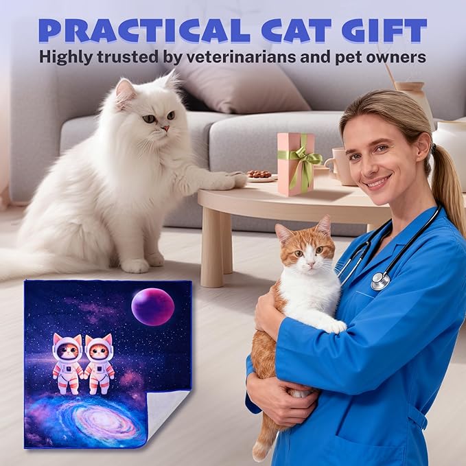 27.6" Cat Wrap for Grooming Cat Pets Rabbit Cats Wrap for Cutting Nails Cat Restraint for Nail Clipping Self Adhesive Blanket Restraint Clothes for Cats