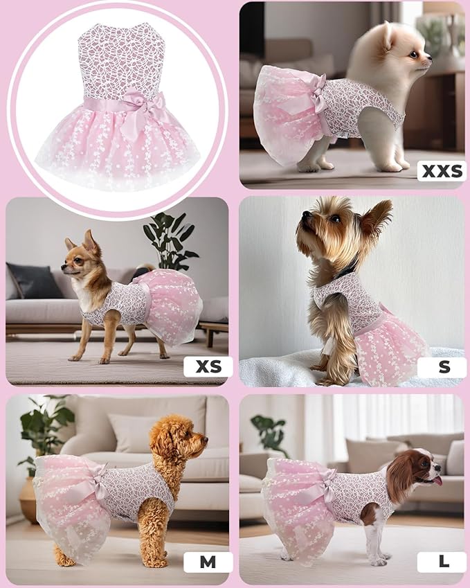 CuteBone Dog Birthday Dress Girl Puppy Skirt Tutu Cat Wedding Outfit Pet Party Clothes for Small Dogs Costume DD16L