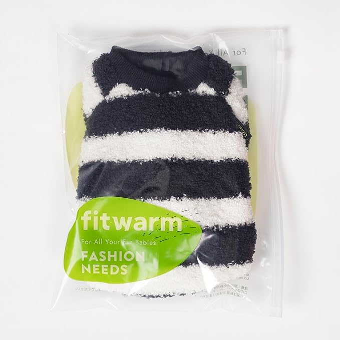 Fitwarm Fuzzy Striped Dog Pajamas, Winter Clothes for Small Dogs Girl Boy, Fleece Dog Onesie, Soft Pet PJS, Doggy Apparel, Black, White, XXL