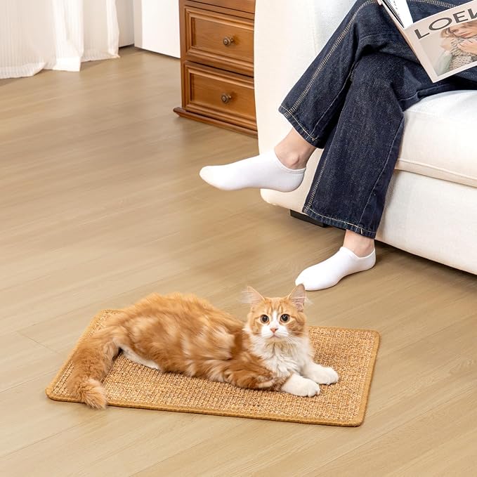 Conlun Cat Scratcher Mat,Sisal Cat Scratch Pad Rug,Wall Scratchers for Indoor Kitten Scratching&Stretching,Furniture Protector for Post&Sofas&Couch&Carpets&Floor,Kitty Bithday Gifts,Medium,Brown