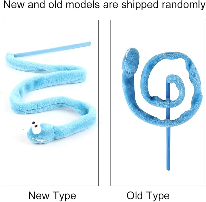 Cat Teaser Toy, Snake Shape Design with Silicone Material and 9.4 Inch Handle, Interactive Play Wand for Indoor Cats and Kittens, Green Pink Blue Color Options (Mixed Colors)