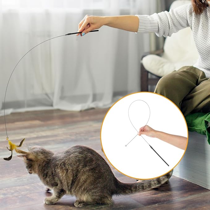 5 Pack Cat Wand Toy Replacement Rod, 32'' Flexible Steel Wire Teaser Indoor Cats Chase Toys Indoor Cat Interactive Toys for Feather Toy Worms