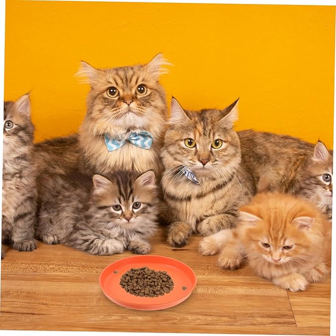Kisangel 4pcs Multifunctional Pet Food Tray Cat Dog Bowls Shallow Plates for Wet Food Easy-Clean Square Cat Dishes