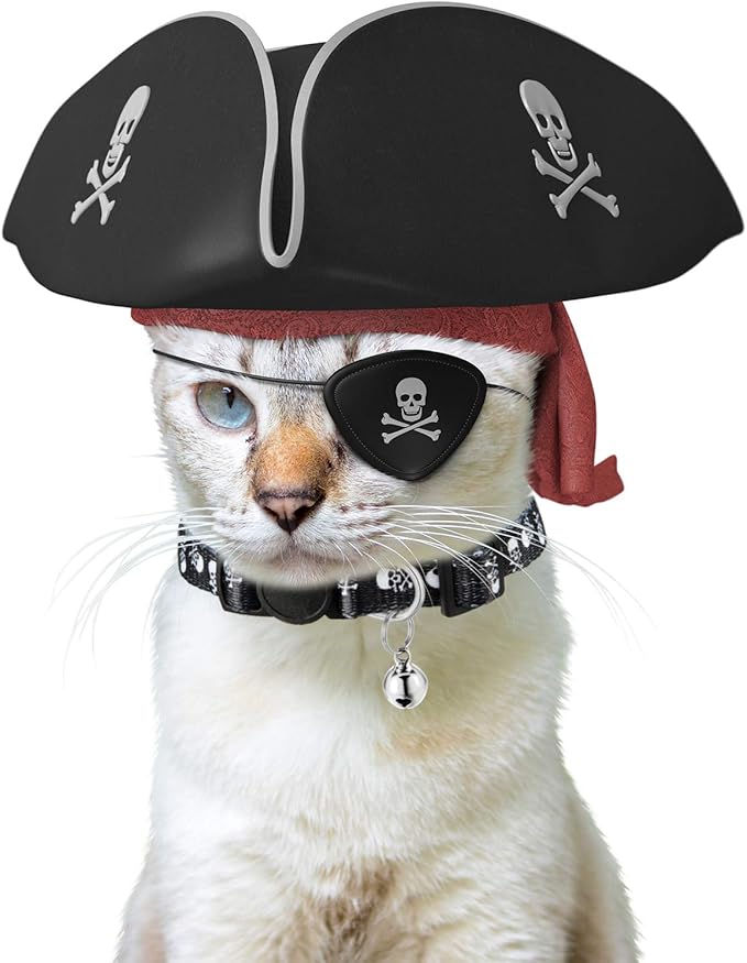 Weewooday 4 Pieces Goth Cat Collar Set Adjustable Kitten Skull Collar with Bell Charm Breakaway Multicolor Halloween Cat Outfit with Skull Patterns for Kitten