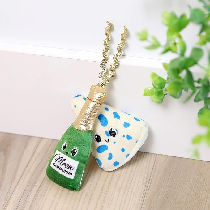 Wine & Cheese Catnip Plush Cat Toy, Pack of 2