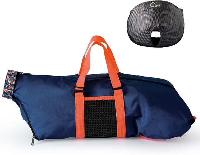 Cinf Cat Nail Clipping Cleaning Grooming Restraint Bag (Free Muzzle) No Scratching Biting for Bathing Nail Trimming Injecting Examining((Navy Blue,M)