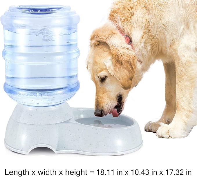 Automatic Dog Cat Feeder and Water Dispenser Gravity Feeder Set, with Pet Food Bowl for Small Medium Dog Puppy Kitten, Large Capacity 3 Gallon x 2