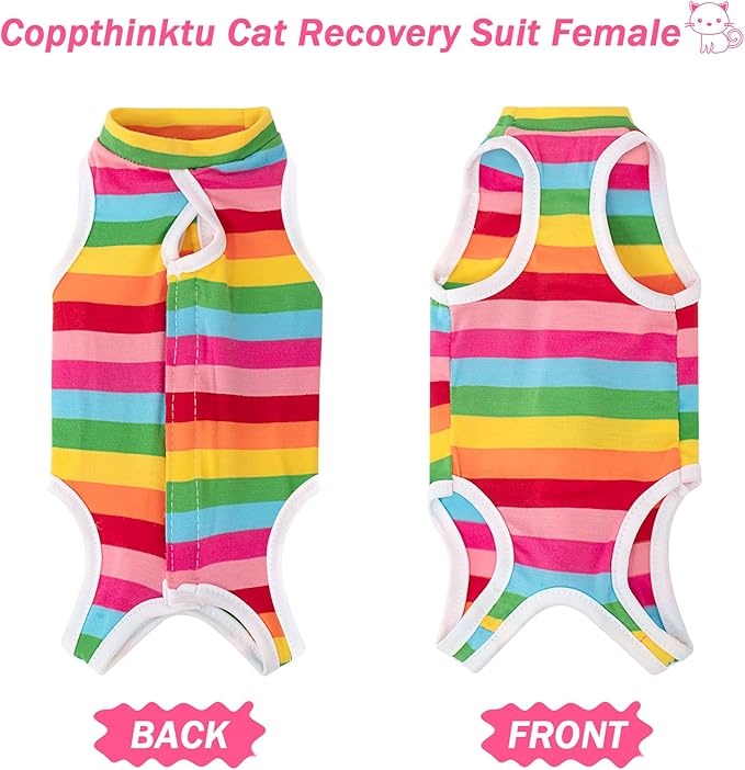 Coppthinktu Cat Recovery Suit Female Cats Onesie for Cats, Breathable Cat Surgery Suit for Surgical Abdominal Wounds Skin Diseases, Cute Kitten Spay Recovery Suit E-Collar Alternative Anti Licking