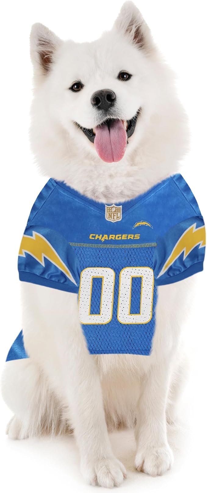 Pets First NFL Los Angeles Chargers Dog Jersey, Size Large, Football Shirt Costume for Pet, Dog Sports T-Shirt, NFL Team Clothing for Cats, Licensed Pet Apparel Available in 7 Sizes and 32 Teams