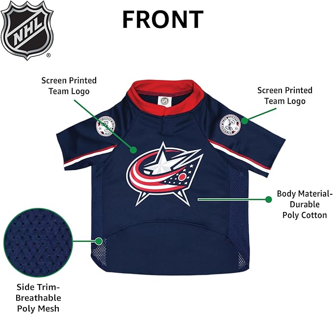 Pets First NHL Columbus Blue Jackets Jersey for Dogs & Cats, Medium. - Let Your Pet be a Real NHL Fan!