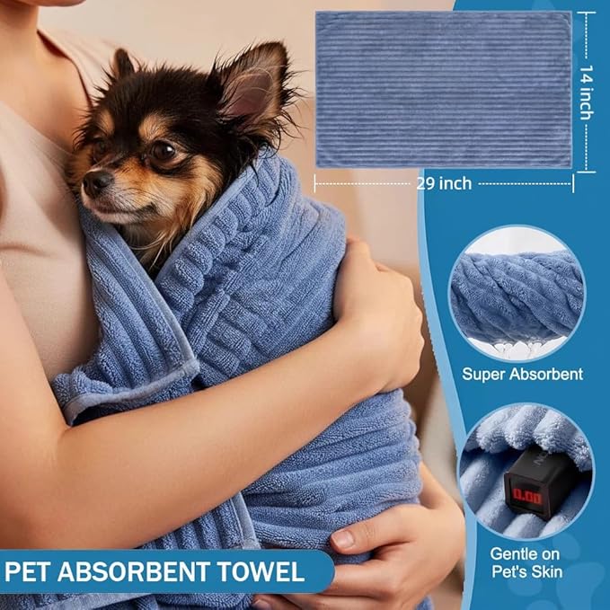 12PCS Dog Bath Kit & Dog Brush Kit for Dogs & Cats - Professional Pet Grooming Tools Set with Shedding Brush, Bath Scrubber, Dematting Comb & Storage Bag - Complete Dog Washing Essentials, Blue