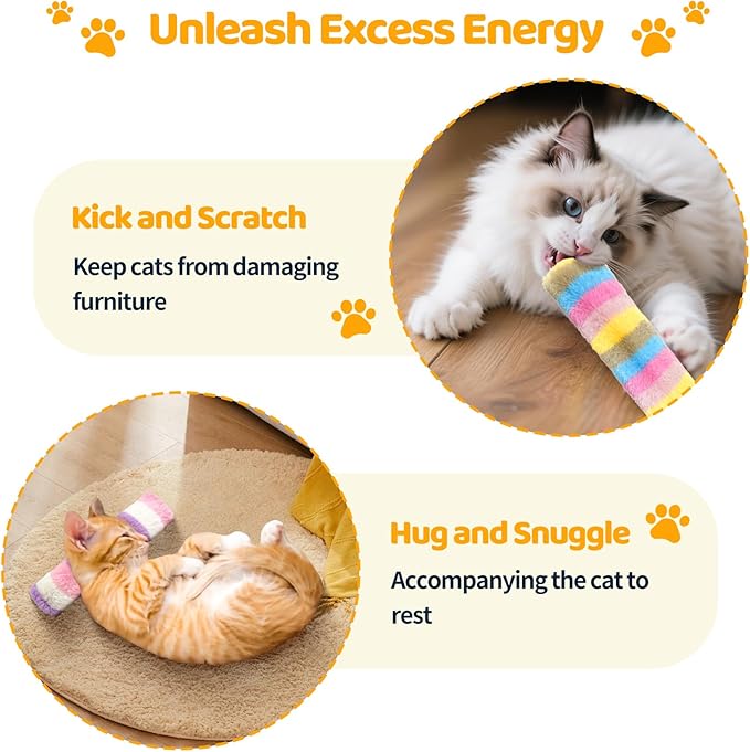 Kerros Cat Toys Pillows 3 Pack, Soft Cat Kitten Toy with Catnip Inside Interactive Toys for Indoor Cats Kittens Self Play, Kick, Swatting, Biting, Hunting, Exercise