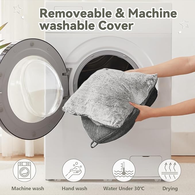 Cat Bed Cave-Cat Beds for Indoor Cats,Kittens and Small Pets,Soft and Warm Cats House Tent Bed,Foldable and Washable with Removable Cushioned and Anti Slip Bottom,Grey 15inches