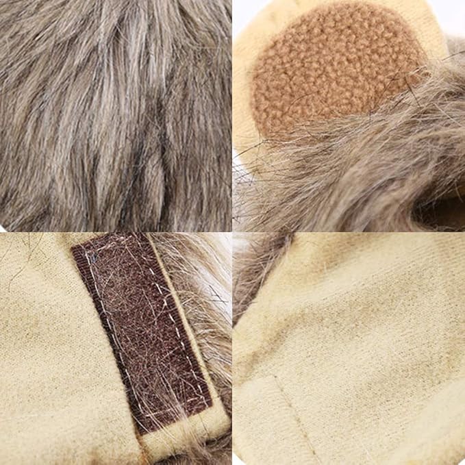 Halloween Cat Lion Mane Wig Costume Christmas Little Dog Lion Hair Adjustable Washable Funny Pet Puppy Dress Up Hat Cute Kitten Kitty Hair Mane with Ears for Holiday Photo Shoots Cospaly Party Size L
