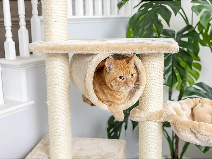 Armarkat 72" H Pet Cat Tower, Tower EntertaInment Real Wood Furniture With Lounge Basket, Perch, A7204