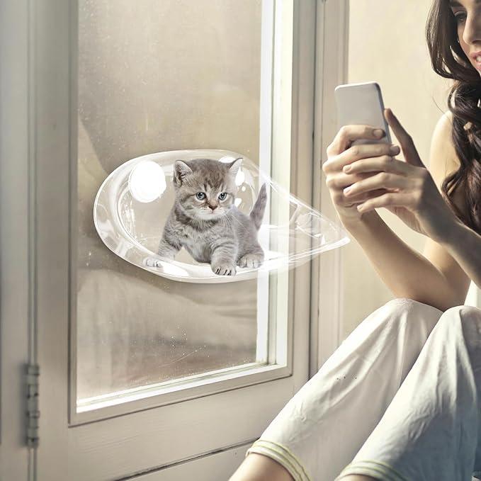 HANABASS Cordless Cat Window Perch Resin Window Cat Hammock Clear Bed for, Seat for s Inside